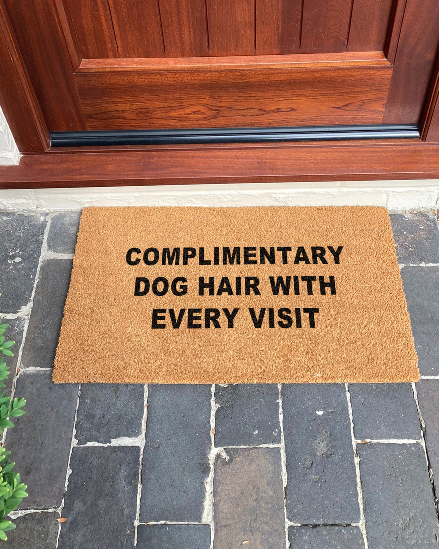Complimentary Dog Hair With Every Visit Doormat | Funny Dog Doormat