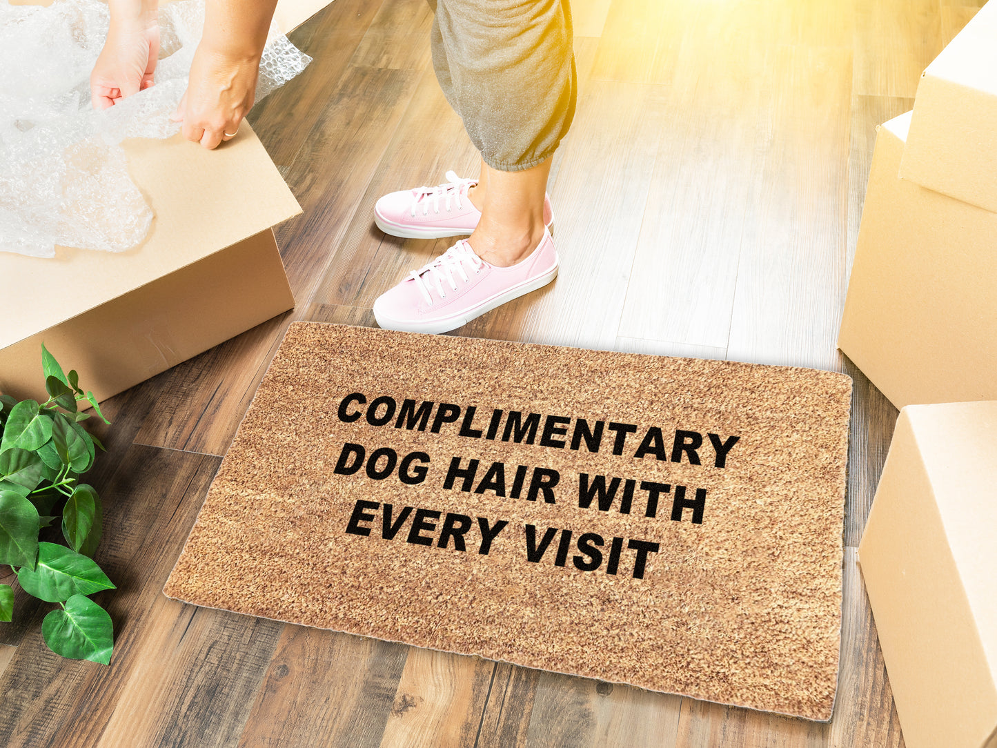 Complimentary Dog Hair With Every Visit Doormat | Funny Dog Doormat