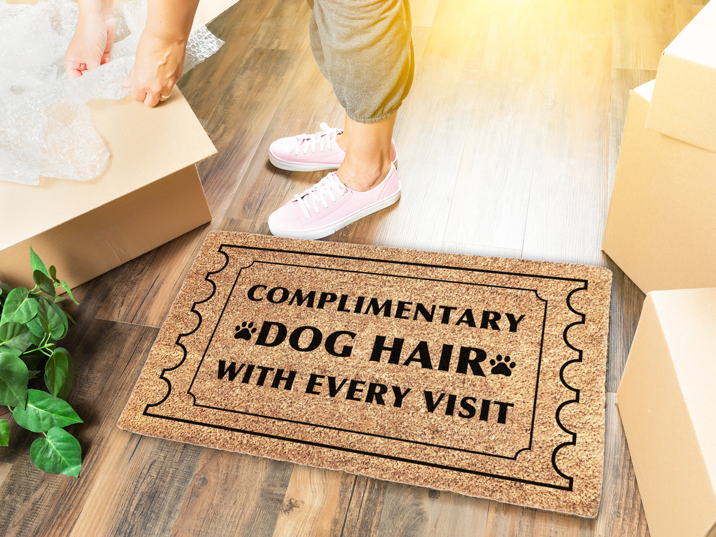 Complimentary Dog Hair With Every Visit Doormat | Funny Dog Doormat