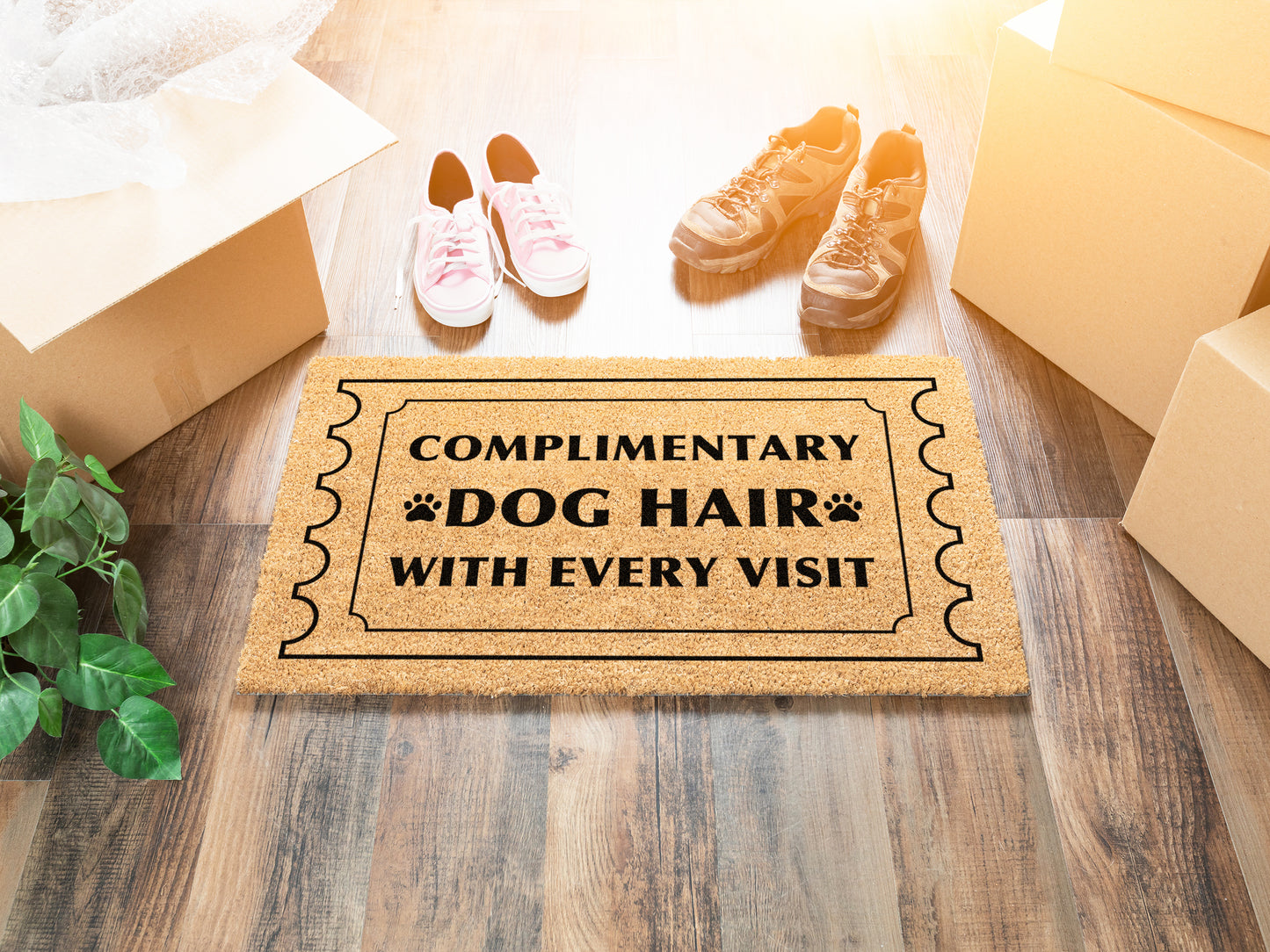 Complimentary Dog Hair With Every Visit Doormat | Funny Dog Doormat