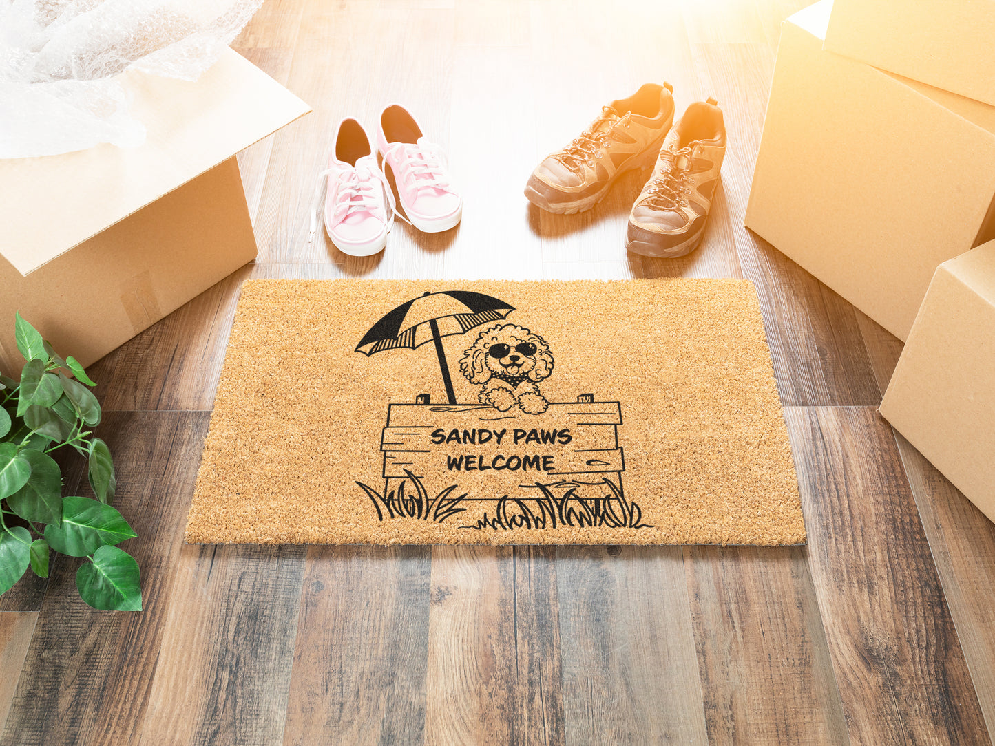Sandy Paws Welcome Cockapoo Doormat | Coastal Home Decor