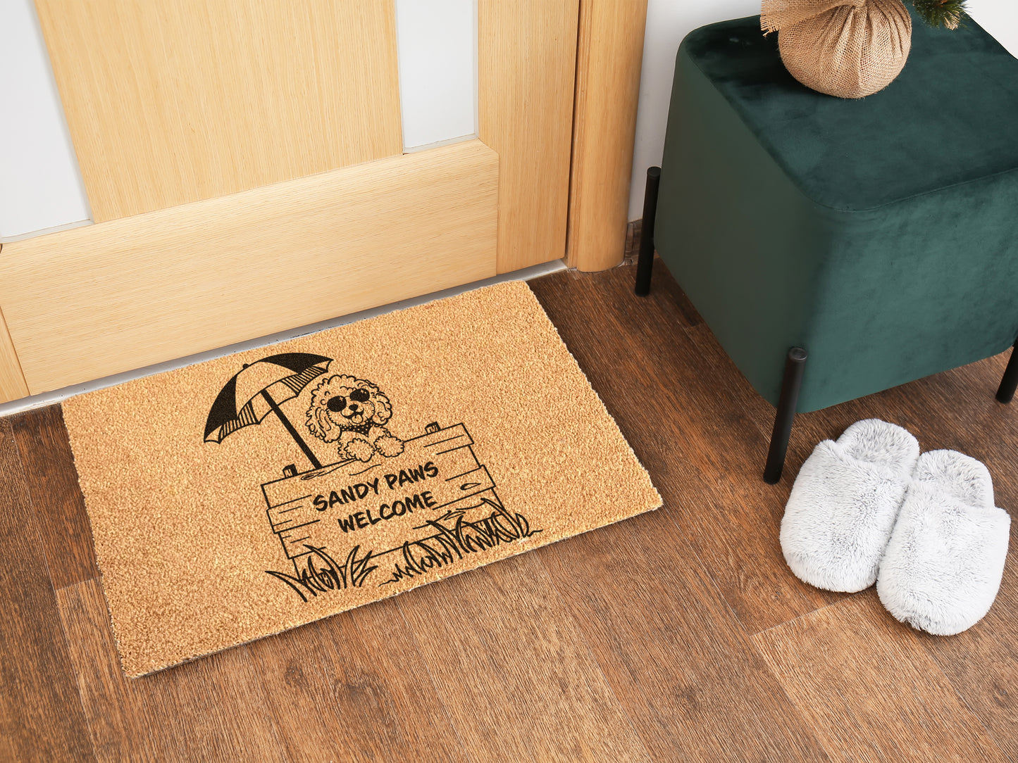 Sandy Paws Welcome Cockapoo Doormat | Coastal Home Decor
