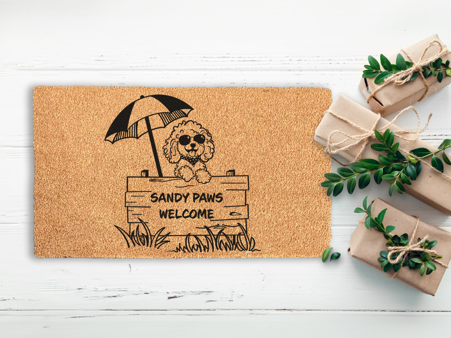 Sandy Paws Welcome Cockapoo Doormat | Coastal Home Decor