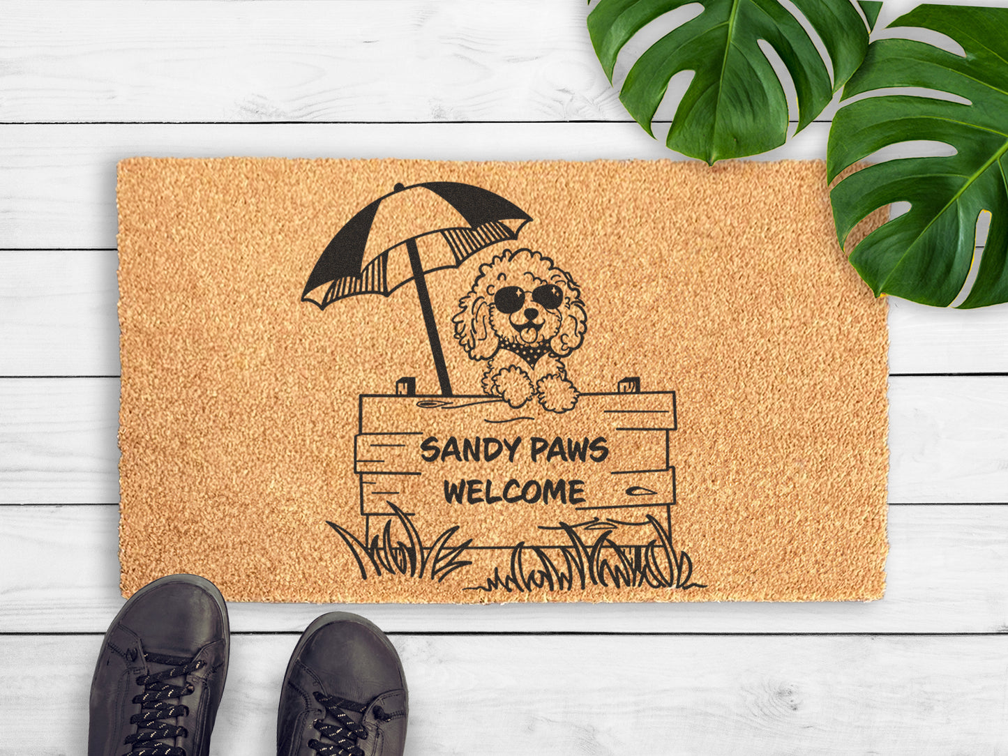 Sandy Paws Welcome Cockapoo Doormat | Coastal Home Decor