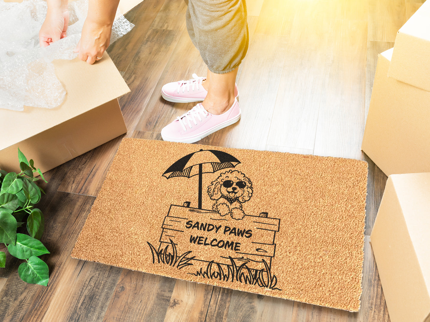 Sandy Paws Welcome Cockapoo Doormat | Coastal Home Decor