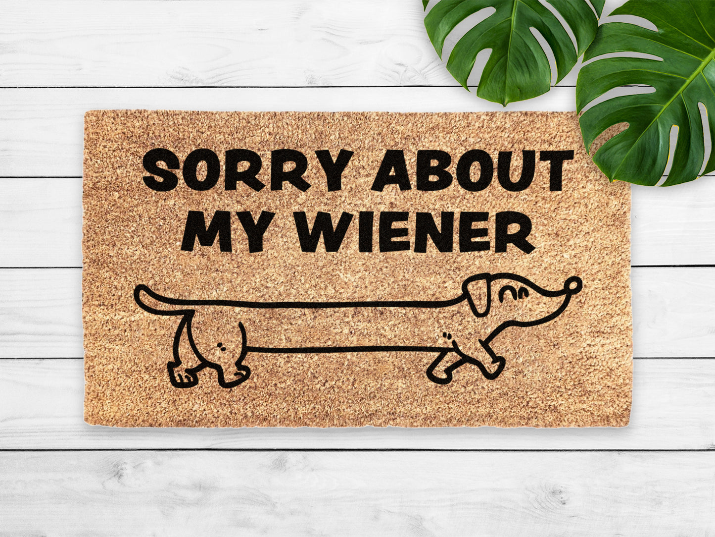 Sorry About My Weiner Sausage Dog Doormat | Funny Dog Doormat