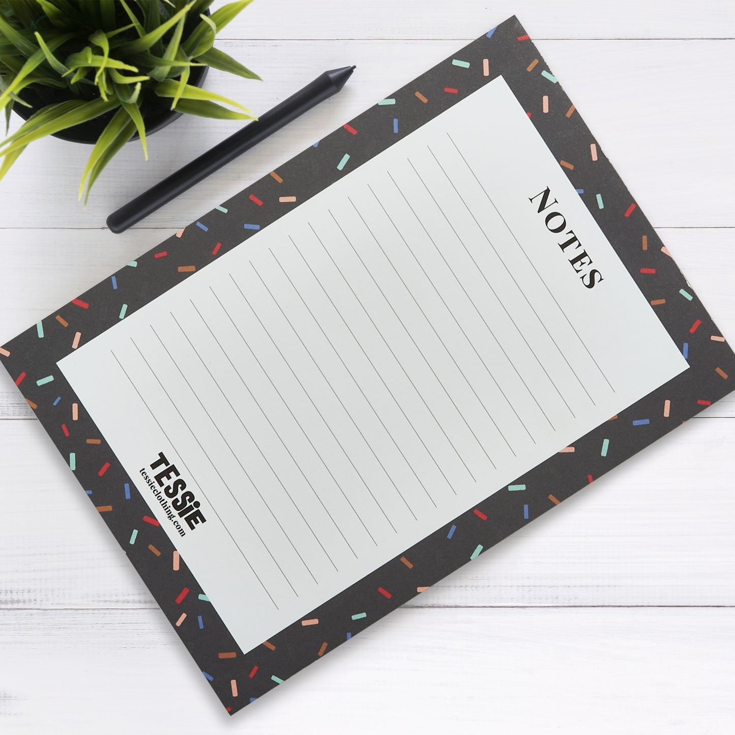 Confetti Black Print A5 Notepad