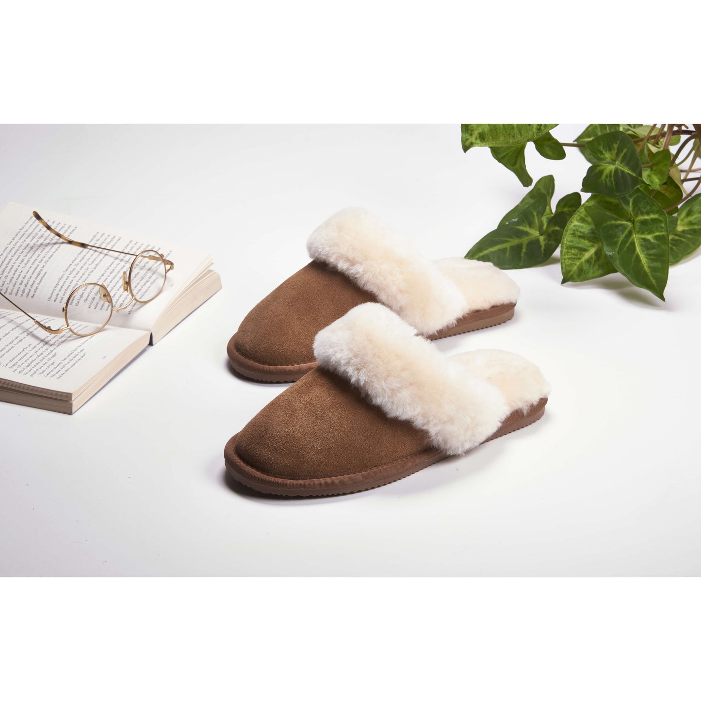 Tessie Sheepskin Slipper Mules | Dolly Slipper Mules | Chestnut Sheepskin Slipper Mules