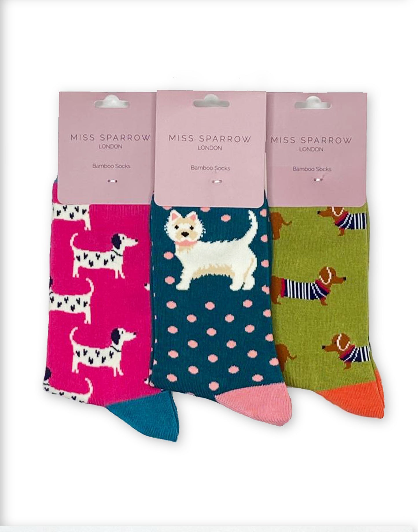 Miss Sparrow Dog Trio Bamboo Socks Gift Box Set