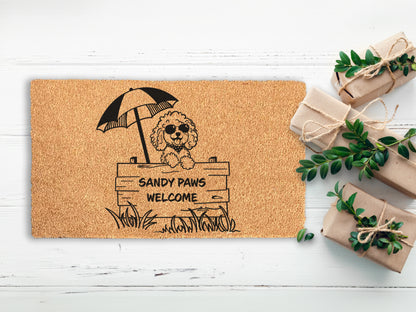 Sandy Paws Welcome Cockapoo Doormat | Coastal Home Decor