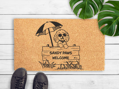 Sandy Paws Welcome Cockapoo Doormat | Coastal Home Decor