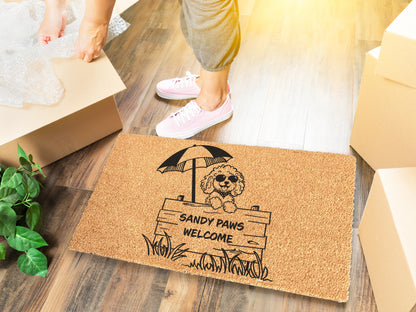 Sandy Paws Welcome Cockapoo Doormat | Coastal Home Decor