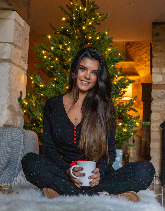 Confetti Black Long Sleeve Top - Mix & Match Loungewear & Pyjamas