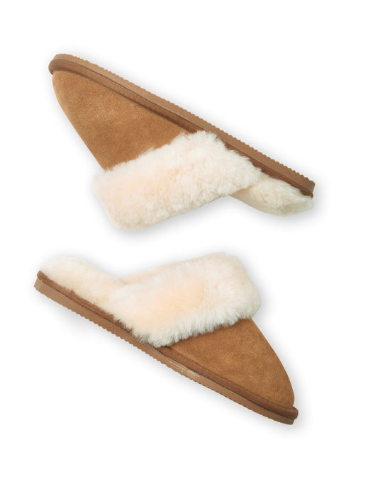 Dolly Chestnut Brown Sheepskin Mule Slippers