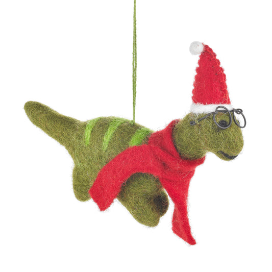 Diplodocus With Specs Felt Christmas Tree Decoration