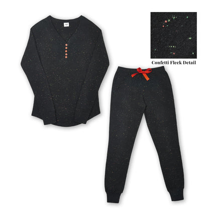 Confetti Black Long Sleeve Top & Trousers Pyjamas Set