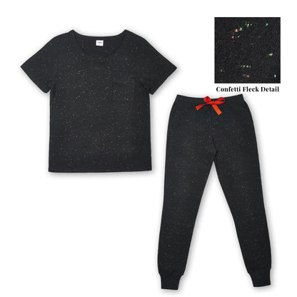 Confetti Black T-Shirt & Trousers Pyjamas Set