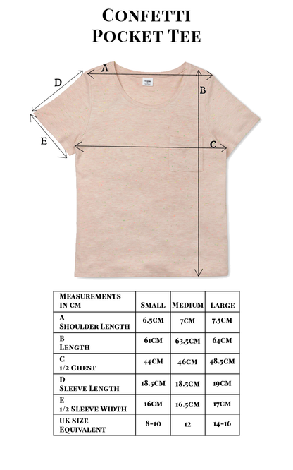 Tessie Confetti Black Pocket Tee | Ladies PJ Top | Women's Pyjamas | Women's Black Pocket T-Shirt | Black Short Sleeve T-Shirt | Nep Fabric | Size Guide
