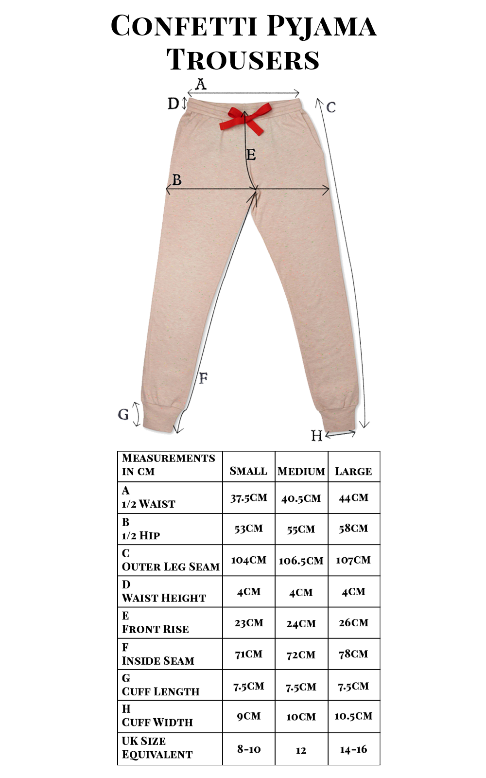 Tessie Confetti Oat Pyjama Trousers | Women's Pyjama Trousers | Ladies PJ Bottoms | Nep Fabric | Beige Pyjama Trousers with Pockets | Cuffed Pyjama Bottoms | Size Guide