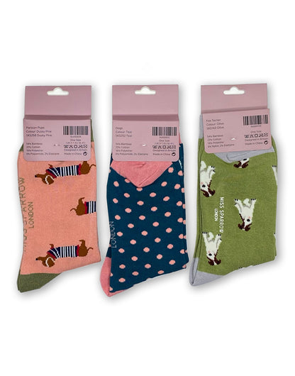 Miss Sparrow Dog Bamboo Socks Gift Box Set