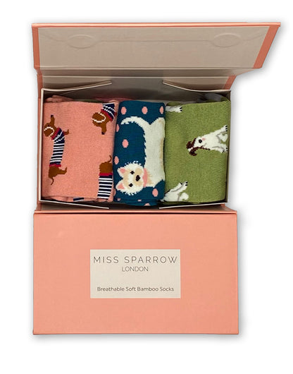 Miss Sparrow Dog Bamboo Socks Gift Box Set