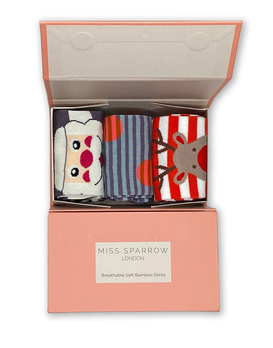 Miss Sparrow Christmas Bamboo Socks Gift Box Set