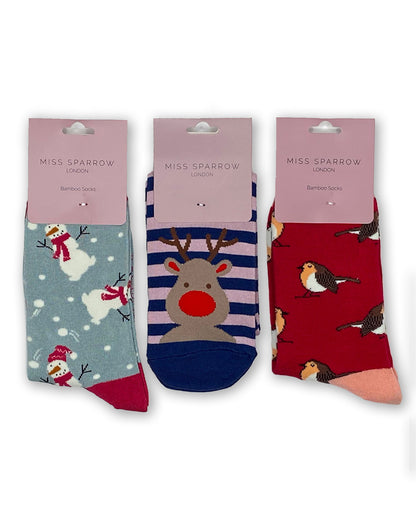 Miss Sparrow Festive Bamboo Socks Gift Box Set