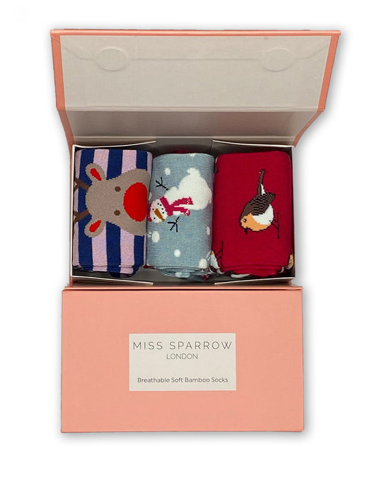 Miss Sparrow Festive Bamboo Socks Gift Box Set