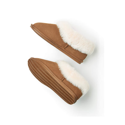 Tessie Sheepskin Slipper Boots | Betty Low Slipper Boots | Chestnut Sheepskin Slipper Boots