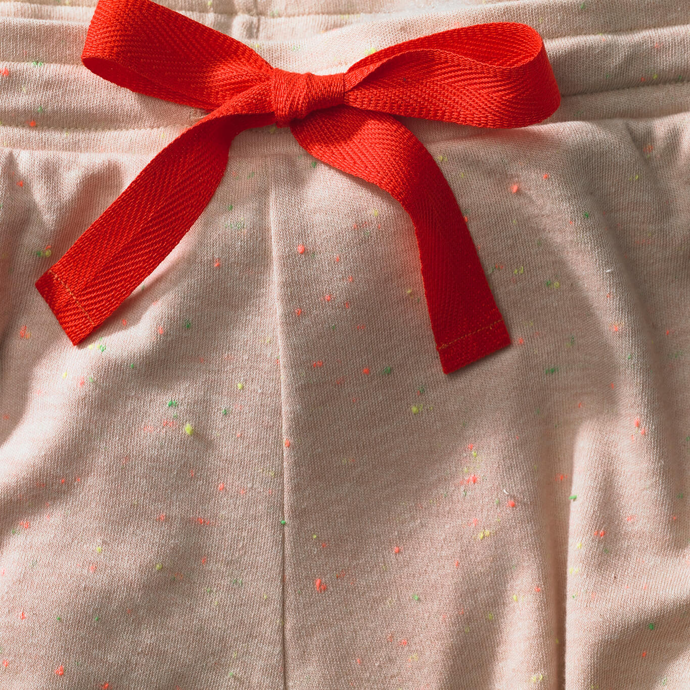 Tessie Confetti Oat Pyjama Trousers | Women's Pyjama Trousers | Ladies PJ Bottoms | Nep Fabric | Beige Pyjama Trousers with Pockets | Cuffed Pyjama Bottoms | Red Cotton Herringbone Drawstring